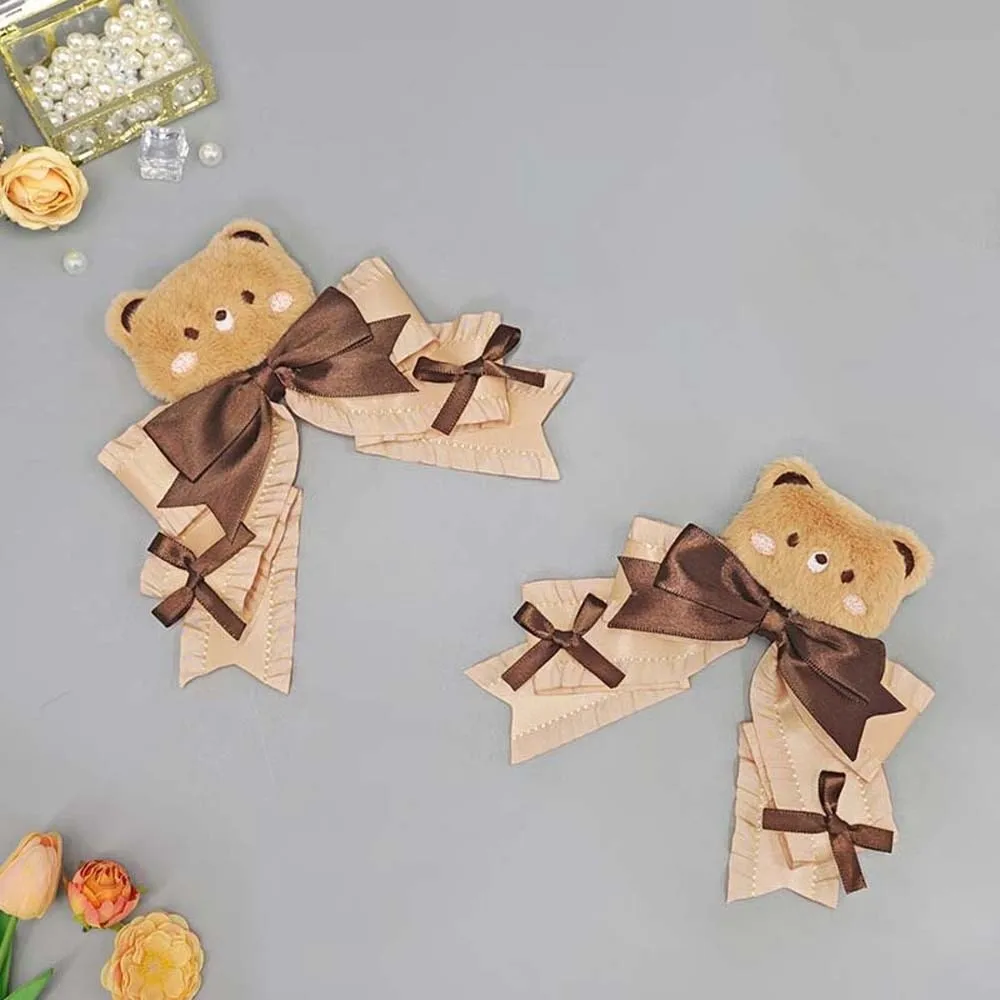 

1 Pair Y2K Lolita Hair Clips Gothic Style Cartoon Animal Satin Bow Hairpins Japanese Style Headpiece Lolita Girls Barrettes