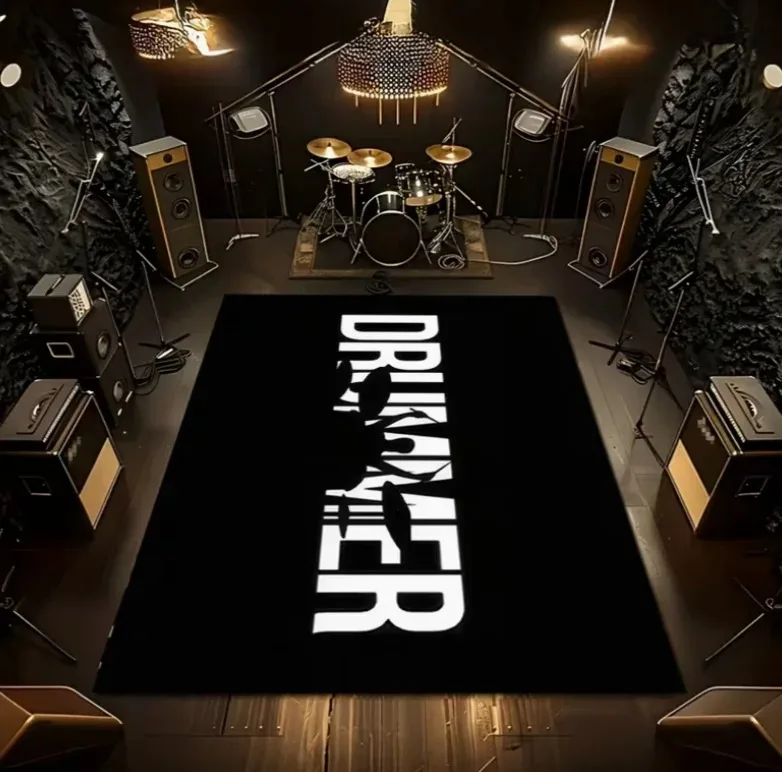 Product Minimalist Style Recording Studio Rug Rock Soundproofing and Noise-Reducing Drum Carpet Large Area Black Floor Mat