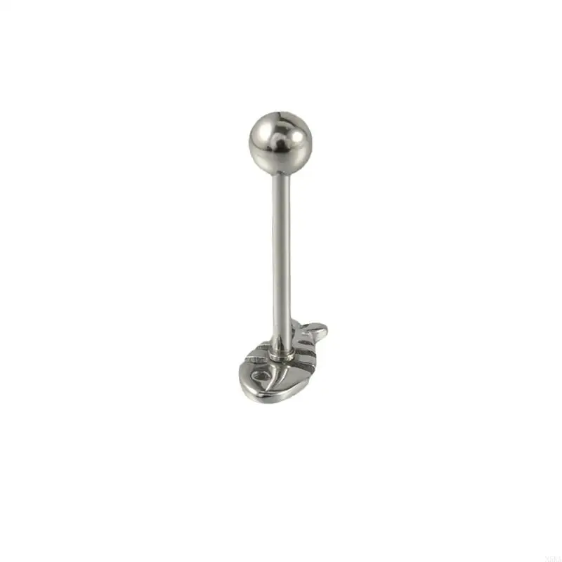 

N5KA Stainless Steel Tongue Studs Tongue Rings Unisex Tongue Piercings Fishbone