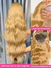 

Парик из натуральных волос, 27-й оттенок медово-русого, с эффектом Body Wave, 13x6, прозрачный HD-кружевной фронтальный парик для женщин, плотность 250%, вьетнамские парики, 34-36 дюймов