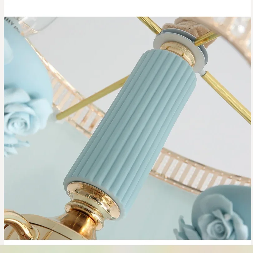 Simple Creative Ceramic European Crystal Chandelier Warm Romantic Bedroom LED Light Luxury Modern Dining Room Pendant