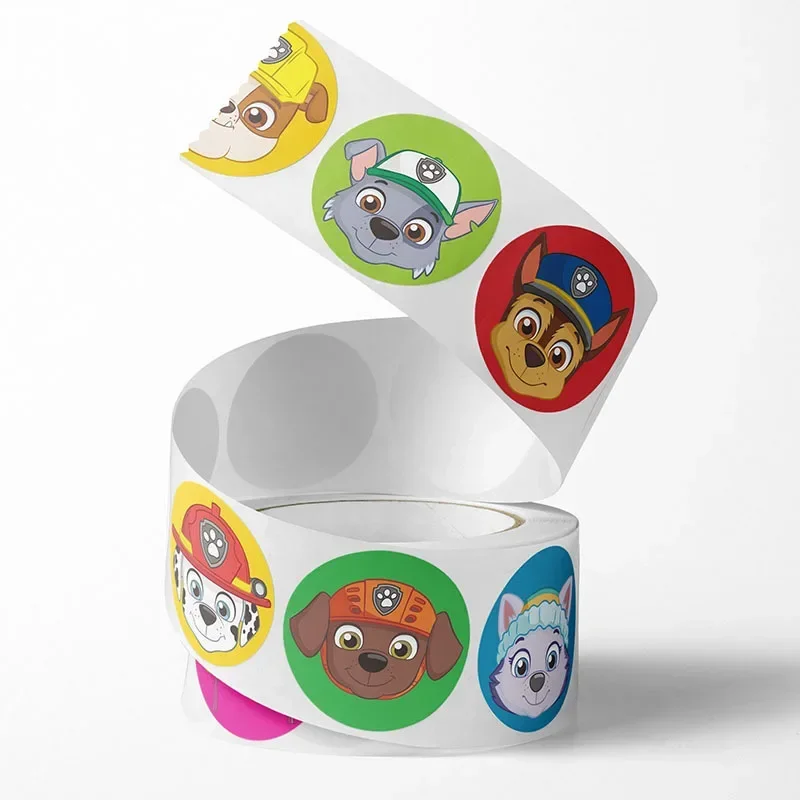500pcs Paw Patrol Sticker Cartoon Anime Chase Sky Rubble Stickers Funny Circular Stickers Student Eward Paster Birthday Gifts view 3