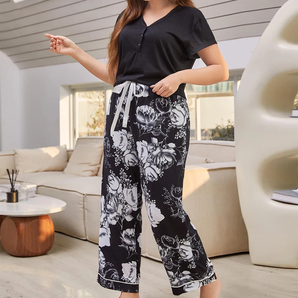 Spring Summer Autumn Casual Breathable Bath Simple Casual Women's Homewear Set