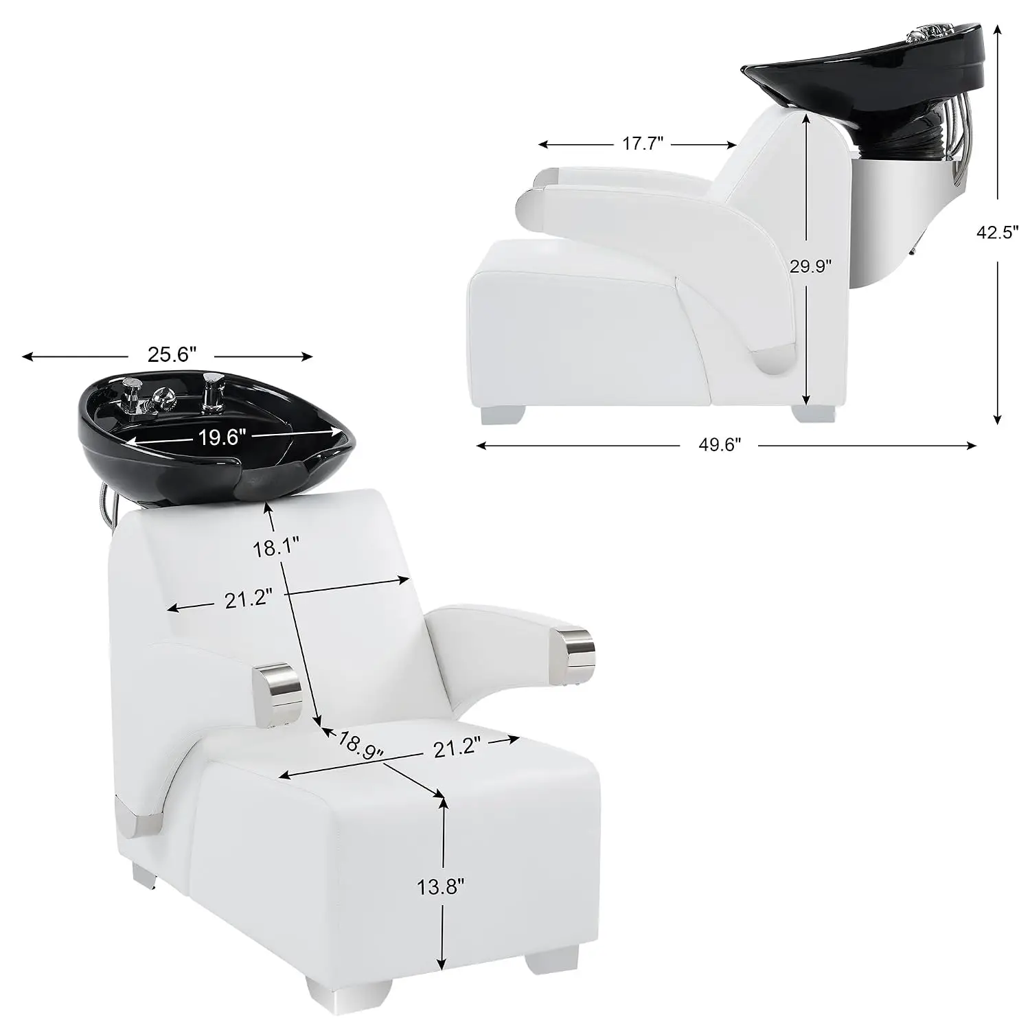 Adjustable Hair Wash Sink and Chair Set for Professional Barbershop, Home&Beauty Spa Salon