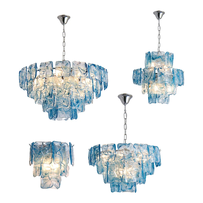 Blue Eyes Glass Collection Dimmable LED Chandelier Hanging Lamp Suspension Luminaire Lampen Pendant Light For Foyer Dinning Room