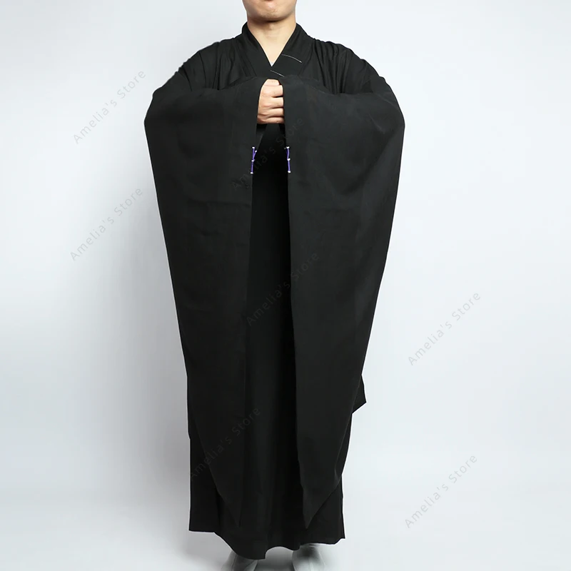 

Traditional Monk Robe Hai Qing Loose Wide Sleeves Linen Blend Breathable Draping Fabric Buddhist Apparel for Monks Laymen