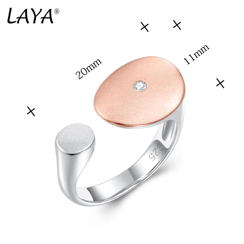 LAYA 925100% Sterling Silver Shiny Zircon Satin Open Cut Ring Minimal Geometric Irregular Open Creative Handmade Jewelry 2022