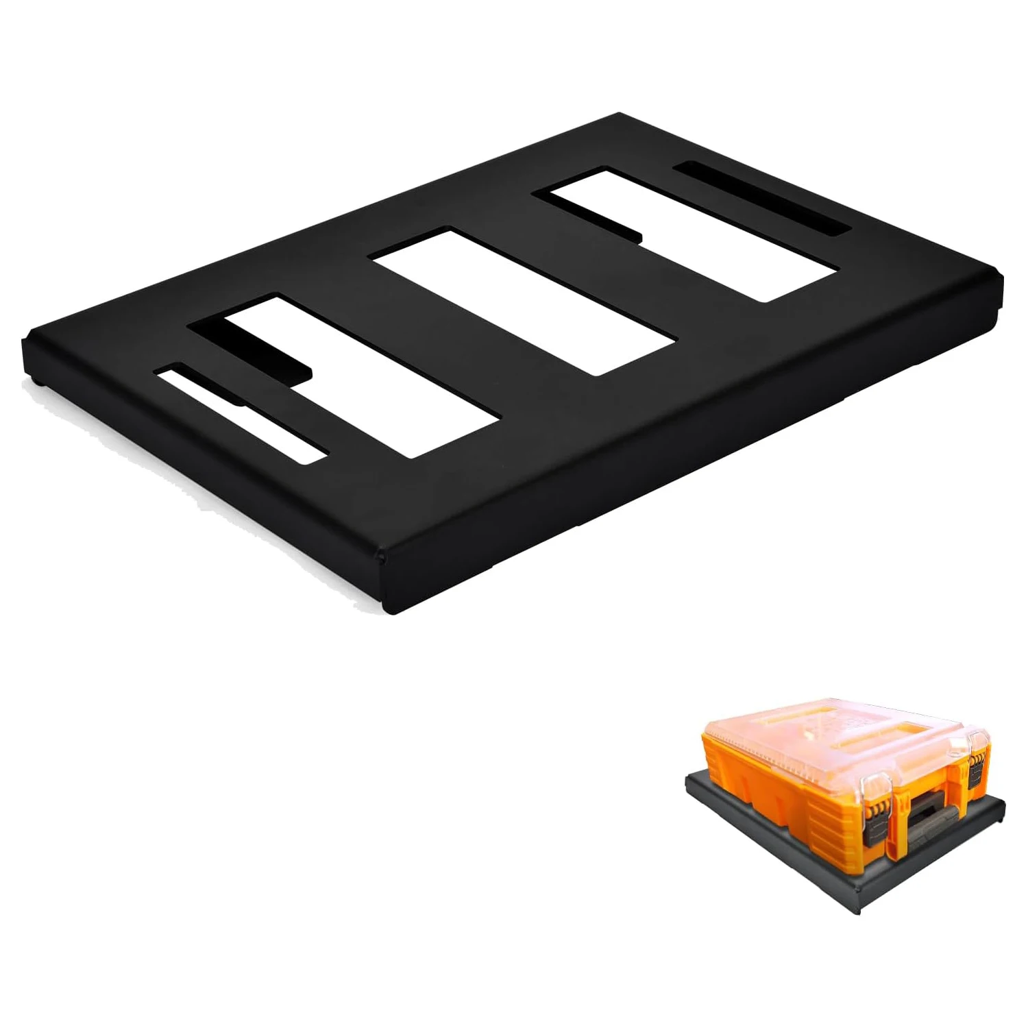 mounting-plate-bracket-compatible-with-klein-tools-modbox-metal-base-half-width-with-black-powder-coated-finish