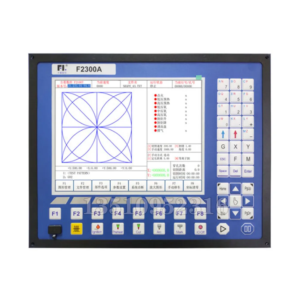F2300a V5.0 ล่าสุดรุ่น Cnc พลาสม่า 2 แกน F2300a/ที่ระบบปฏิบัติการ Cnc เปลวไฟพลาสม่า Gantry ตัดเครื่อง Controller