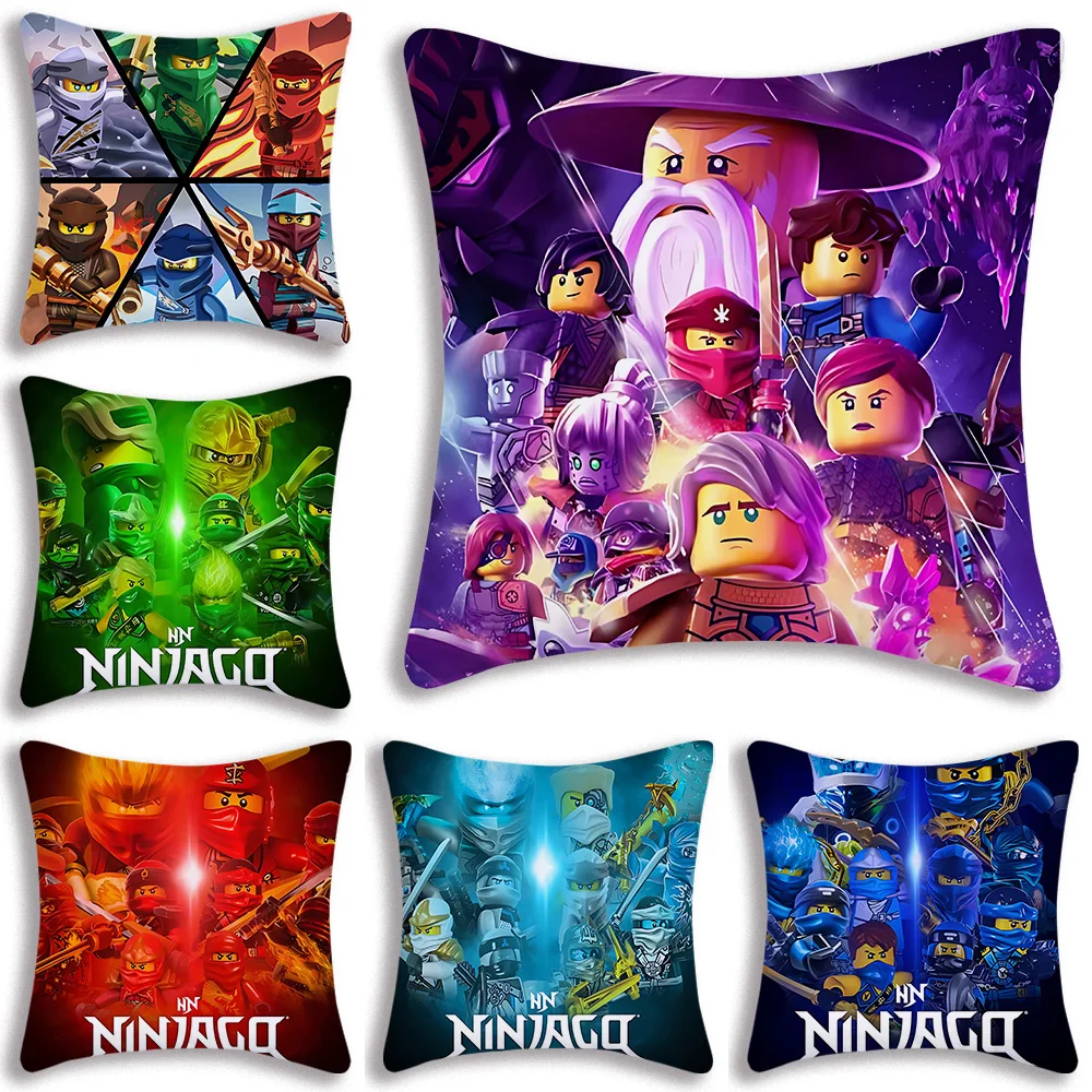 Cartoon Cool Pillow Covers Cartoon Sofa Decorative Home Double-sided Printing Short Plush Cute Cushion Cover-N-N-NINJAGOS