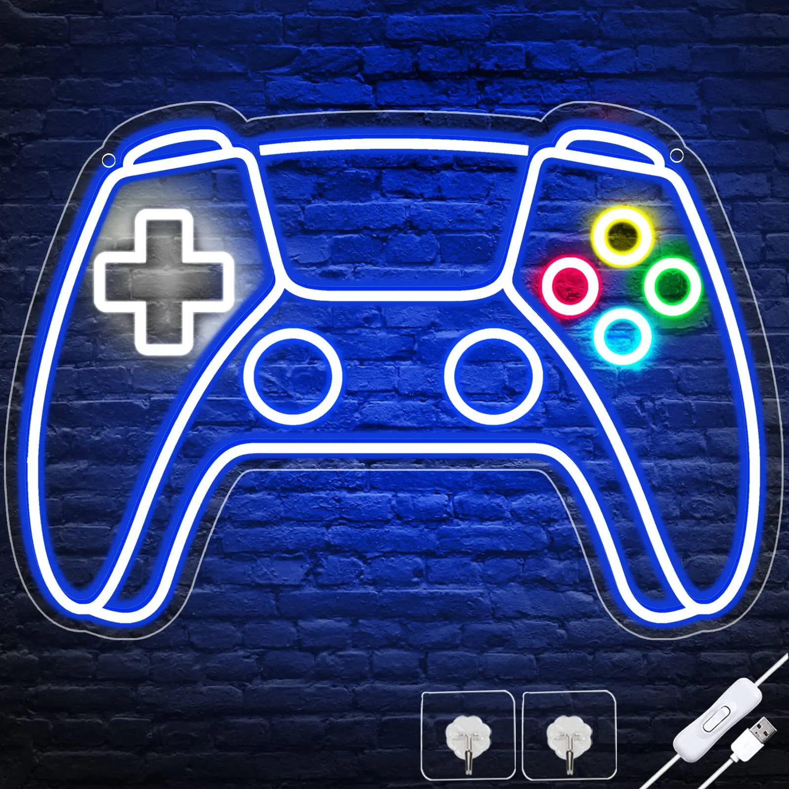 LED Neon Gamepad Back Panel Light, Mushroom Shape Ambient Sign, Creative Wall Decoration Light