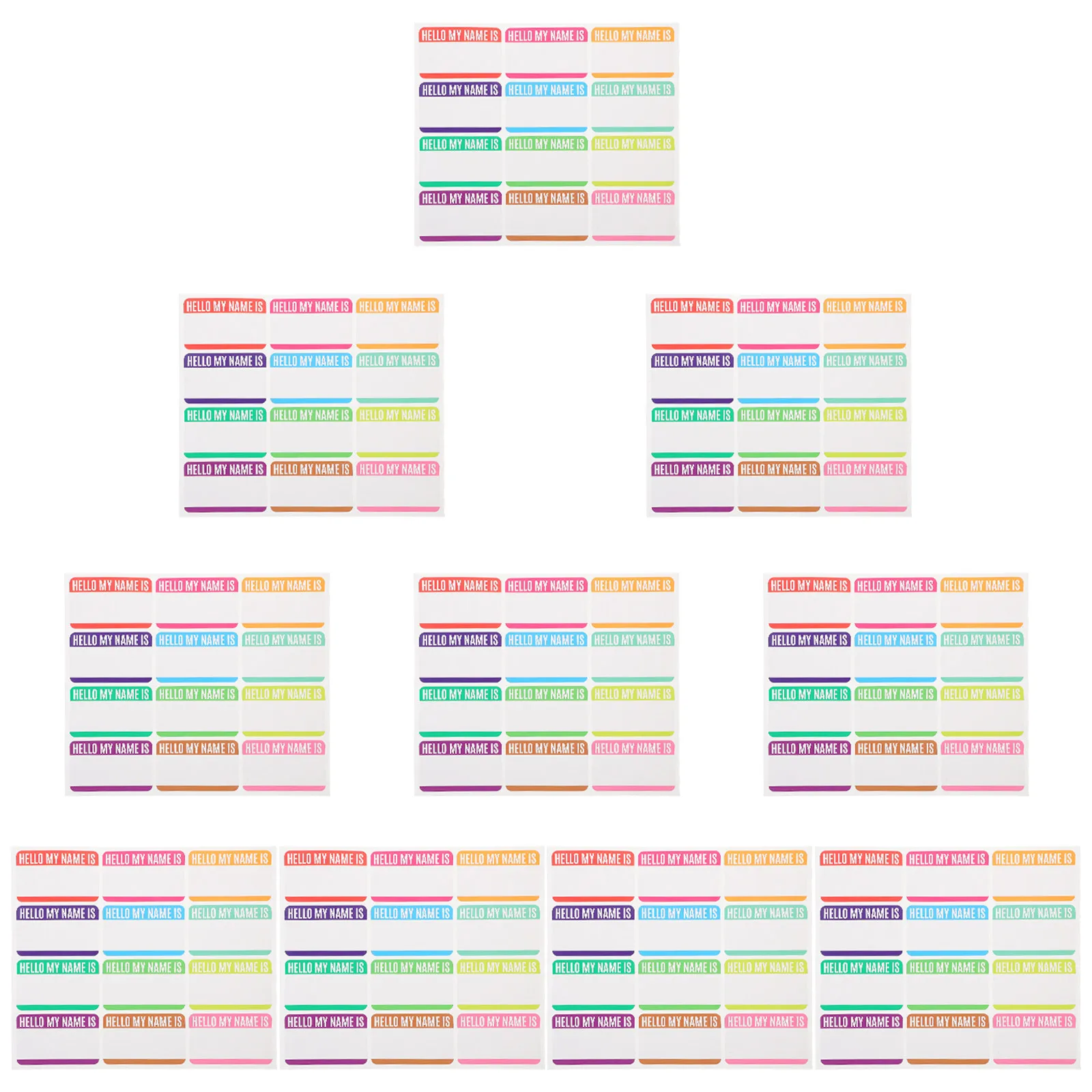 

10 Sheets Blank Name Label Stickers Multi-Use Sorting Tags Vinyl Smooth Surface Compatible with All Pens No Glue Residue Name