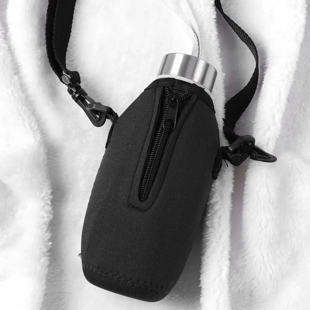 750ML Travel Insulated Neoprene Adjustable Water Bottle Carrier Shoulder Strap Bottle Pouch Bottle Holder Bag