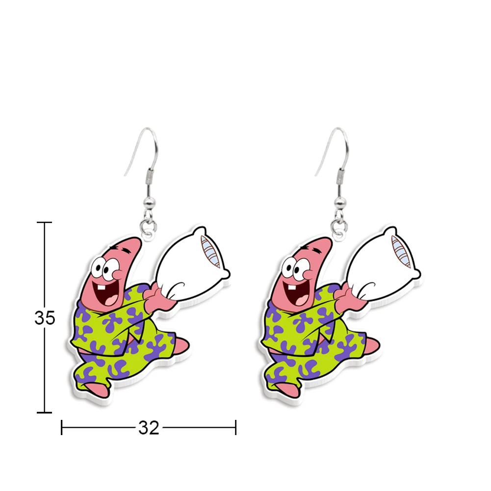 Famous Anime Hook Drop Earrings Movie Earring Cartoon Spongebob Acrylic Earrings Handmade Jewelry Epoxy Resin Fish Hook Earring