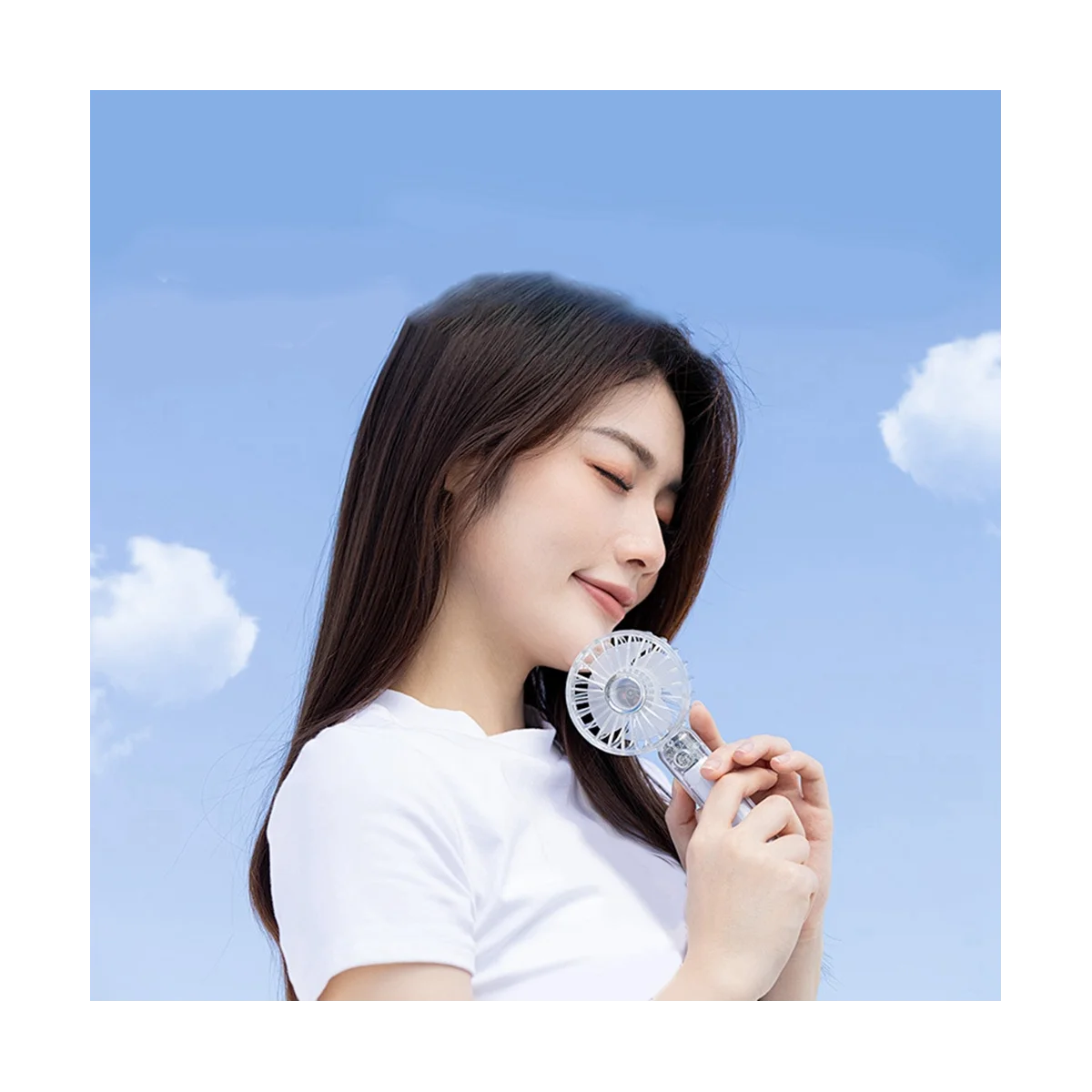 2000MAh Transparent Shell Mini Handheld Fan 3 Gear Air Cooling USB Battery Portable Fan with Light-ABLM