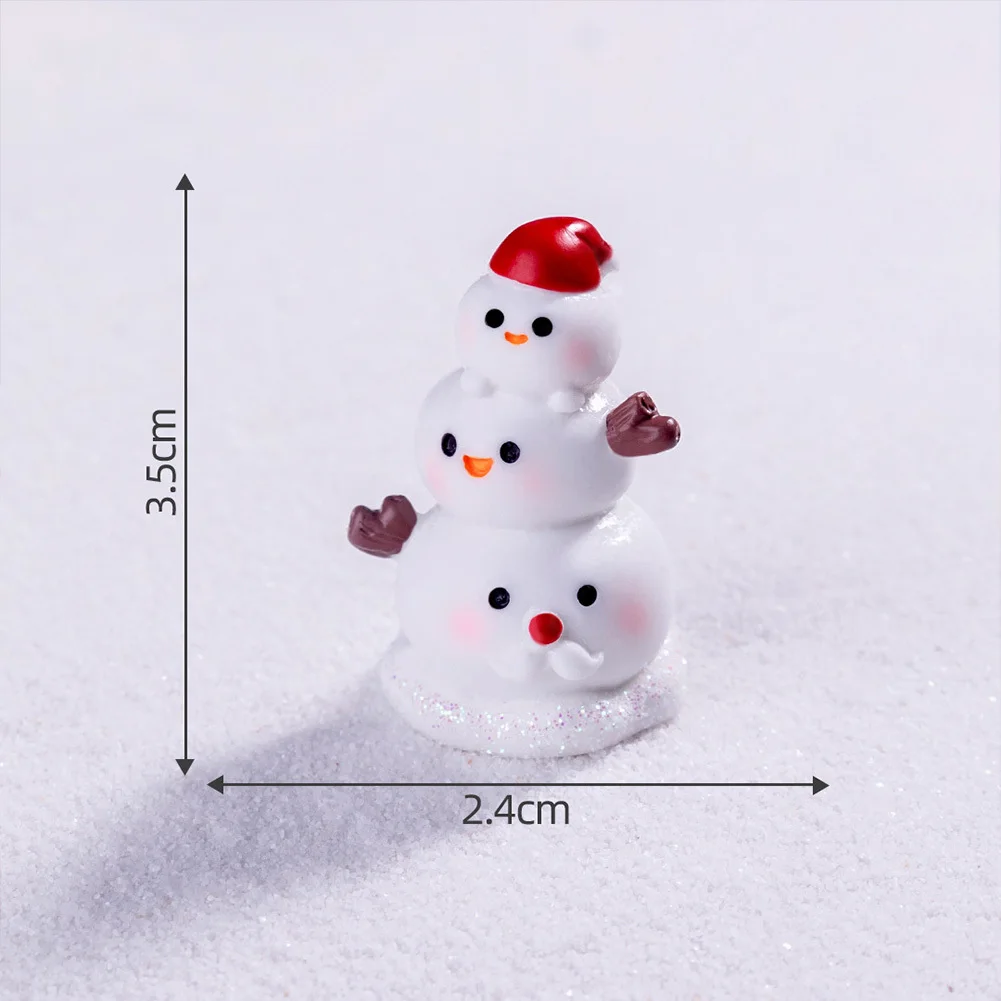 Christmas Miniature Ornaments, Christmas Trees Snowman Sled Santa Elk Figurines Mini Resin Micro Landscape Decor For Christmas