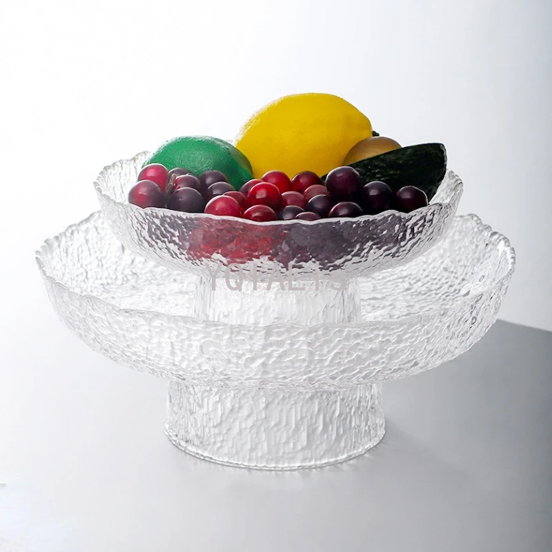 Creative Art Fruit Plate Ice Dew Pattern Goblet Tableware Cake Biscuit Snack Snack Storage Tray Family Restaurant Gift Tool