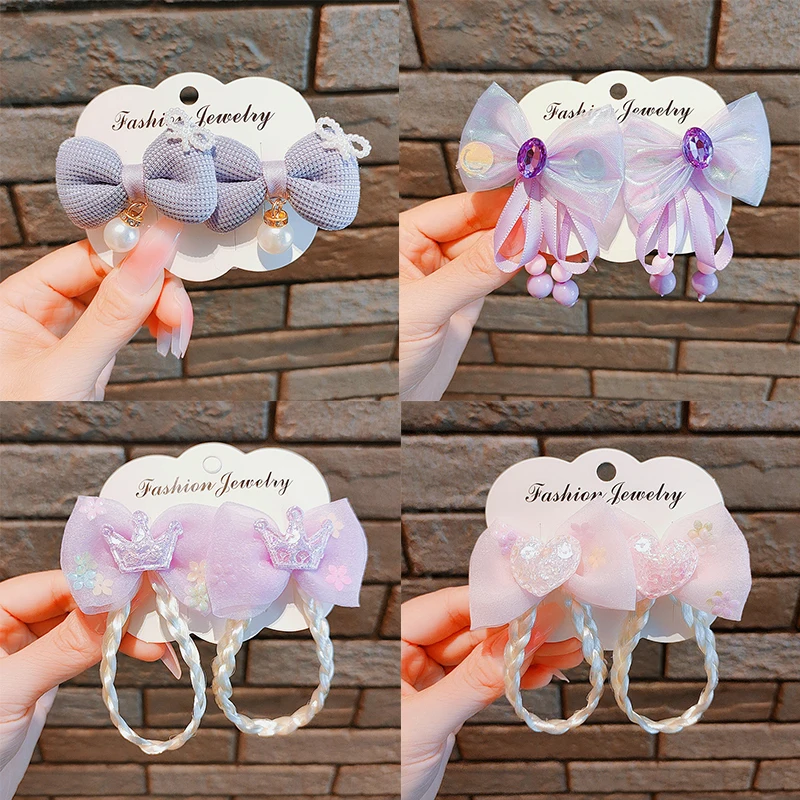 

Princess Girl Headwear Chinese Style Tassel Wigs Crown Hair Clips Sweet Bow Kids Hairpins Barrettes Hair Accessories Photo Props