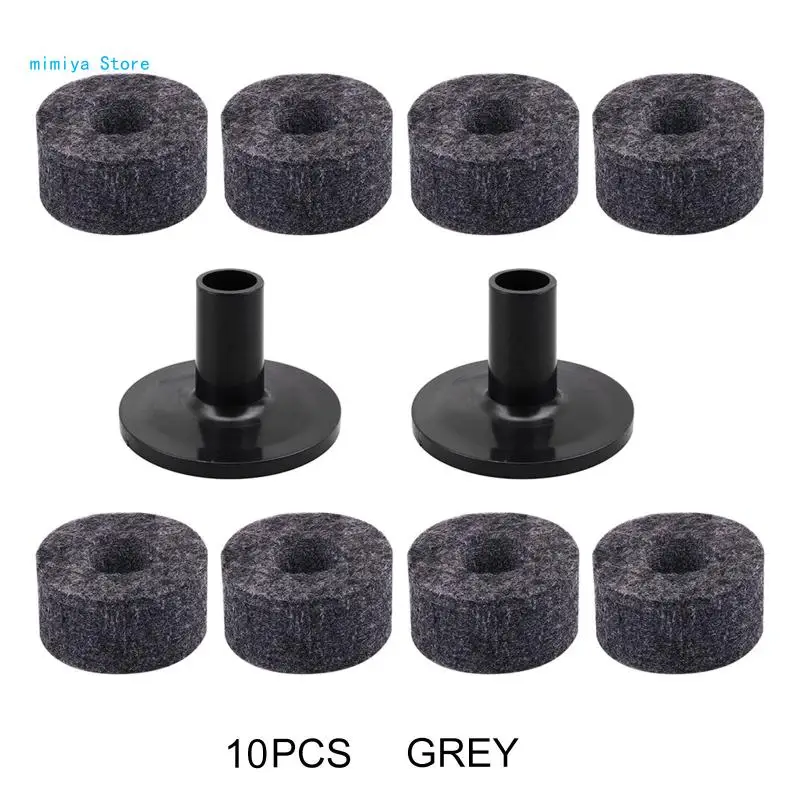 pipi 10 Pieces/set Plastic Long Cymbal Sleeves with Felt Washers for Drum Set