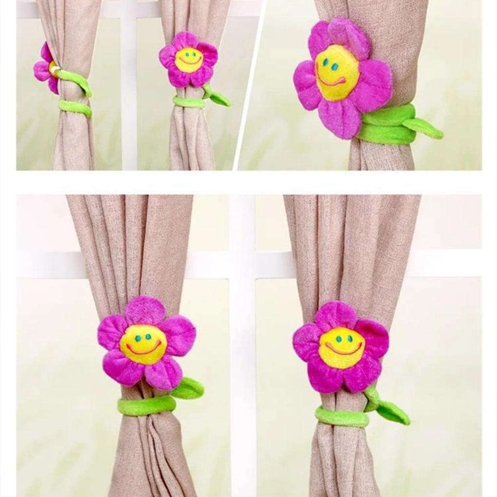 8pcs Plush Flower Bendable Stems Curtain Buckle Soft And Comfortable For Adding Decorative Touch