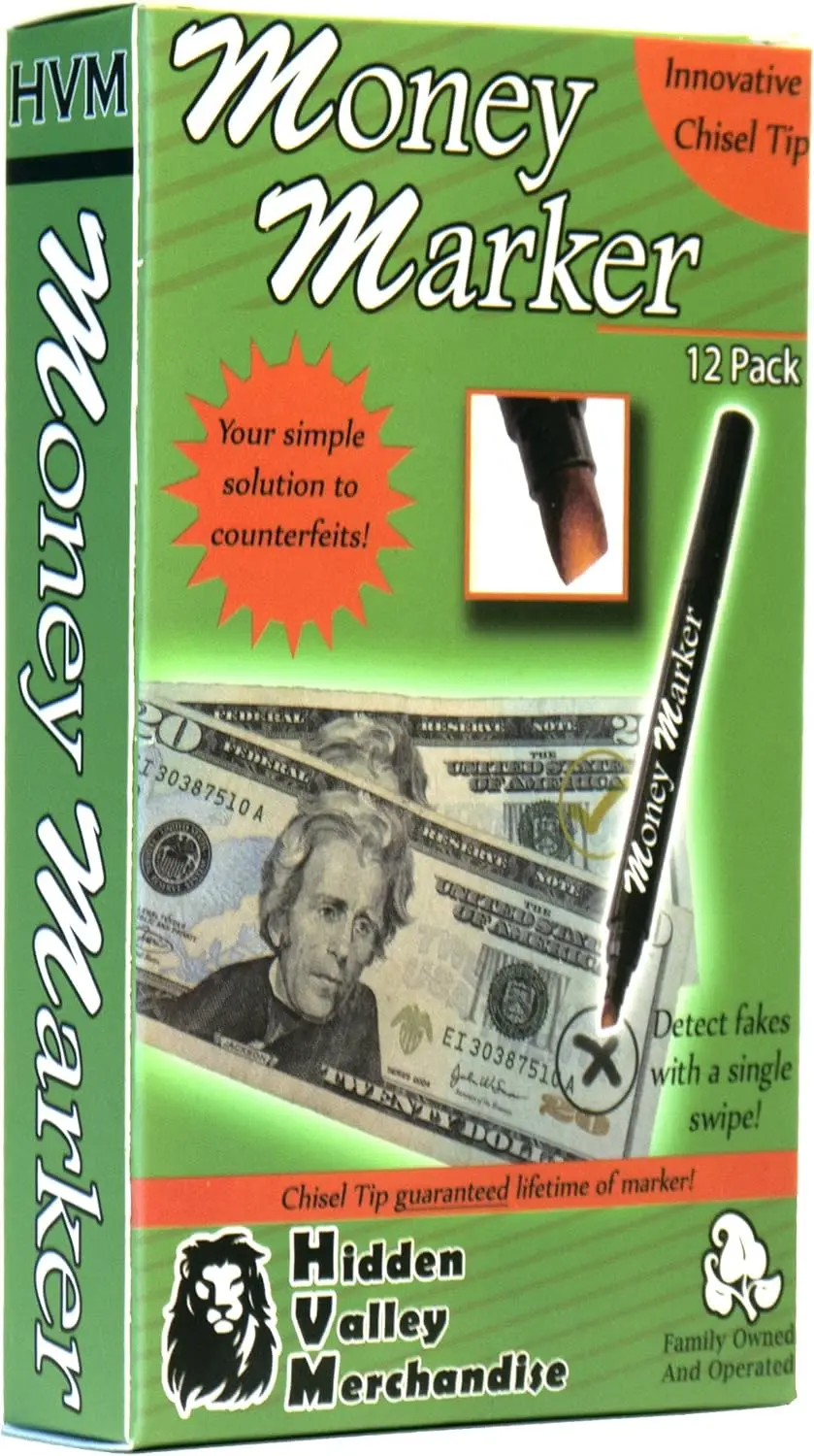 

12-Pack Counterfeit Money Detector Pens with Upgraded Chisel Tip - Universal Fake Bill Checker for Secure Transactions