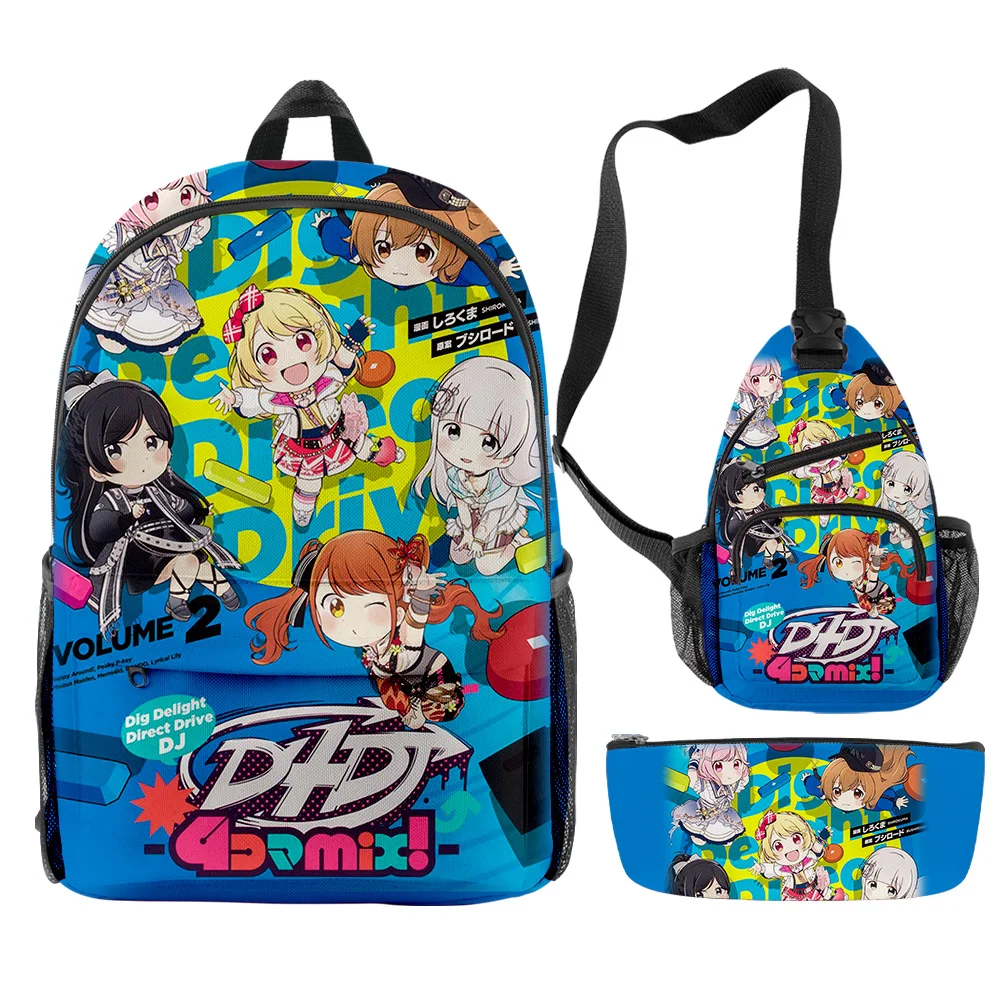 Imagem -03 - All Mix Anime 2023 Novos Mochilas Peças Conjuntos Zíper Daypack Unisex Traval Bolsa Novo Harajuku Estudante Bolsa de Escola D4dj