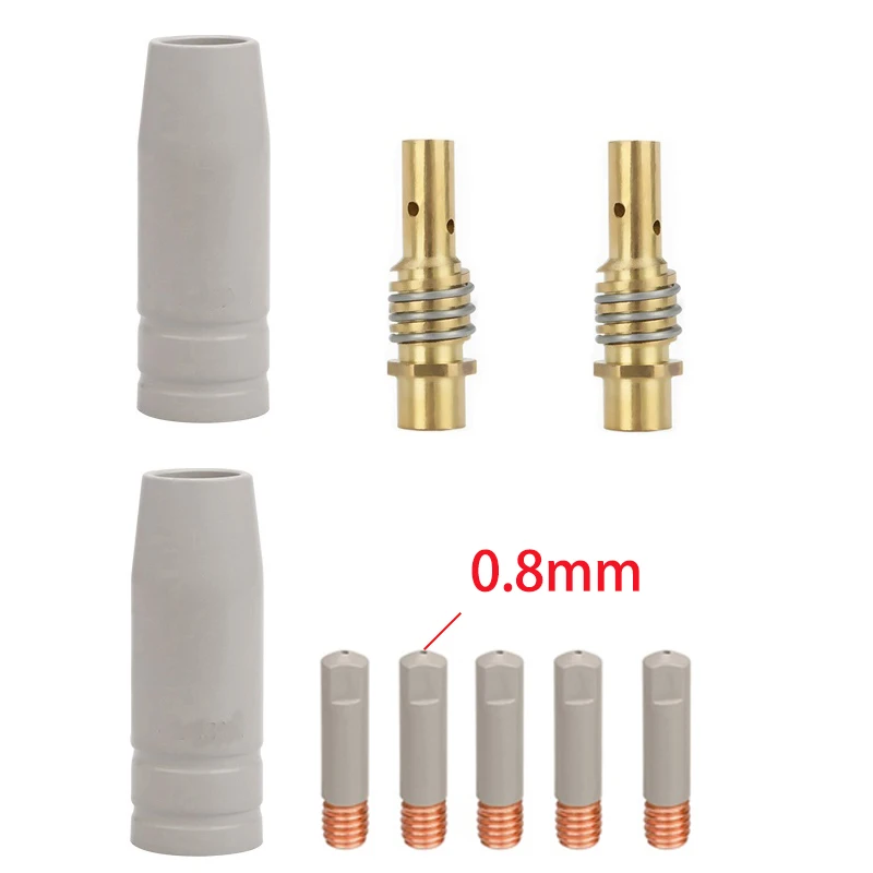 ชุดหัวเชื่อมเซรามิก 9 ชิ้น สำหรับเครื่องเชื่อมมิก 15Ak หัวเชื่อมเคลือบใหม่ ป้องกันการติดตะกรัน หัวเชื่อมนำไฟฟ้า อุปกรณ์เสริมปืนเชื่อม ปลอกป้องกันหัวเชื่อม ทนความร้อนสูง