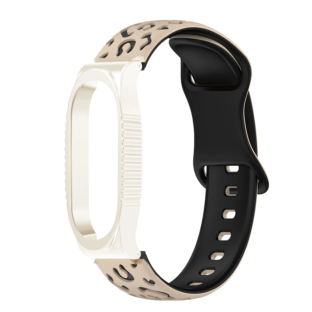 

Leopard Print Silicone Watch Strap & Protective Case For Xiaomi Band 3/4/5/6/7/8 Skin-friendly Quick Release Wristband Unisex