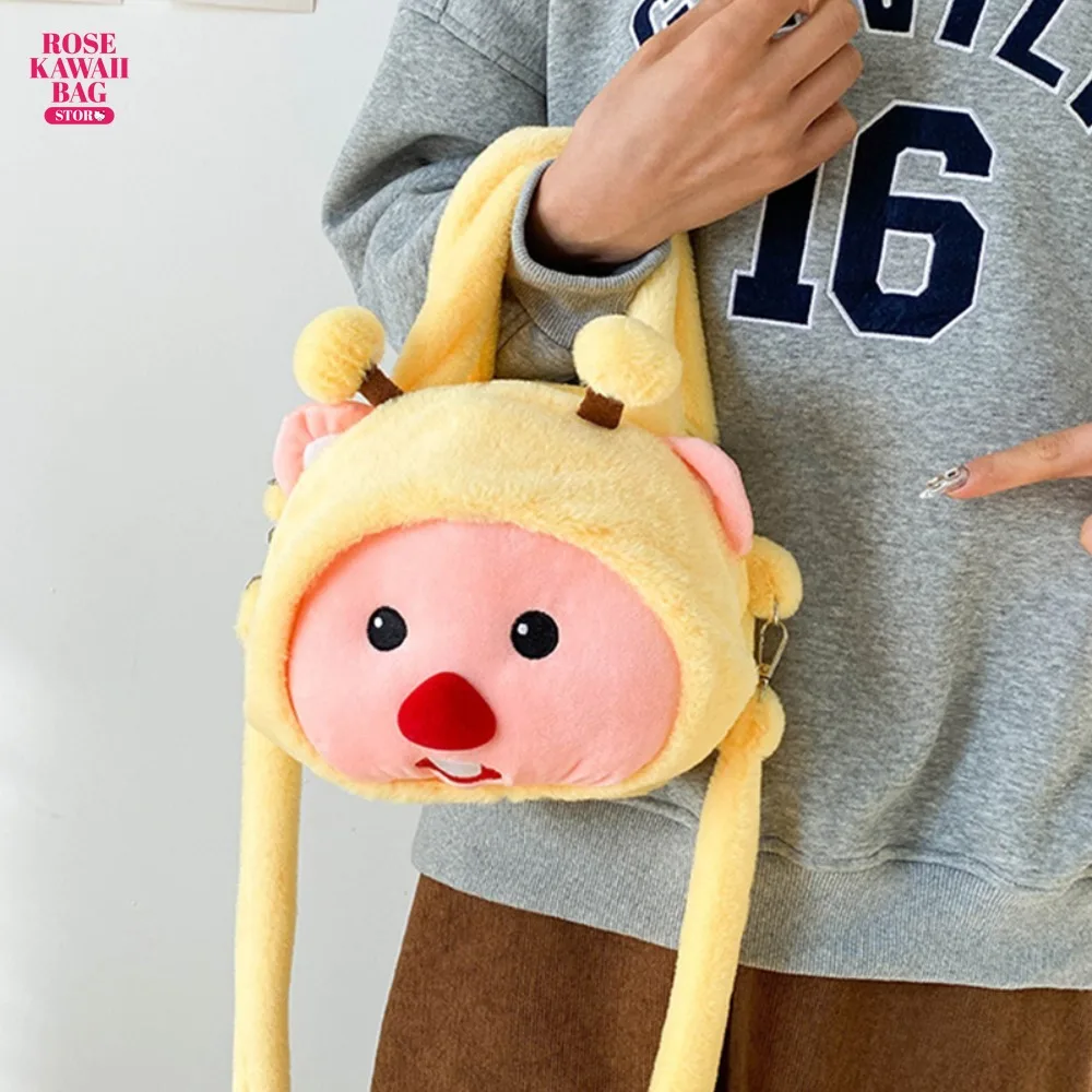 

Loopy Bag Cute Plush Crossbody Bag Soft Cartoon Handbag Large Capacity Kawaii Loopy Plush Shoulder Bag for Children Girls Gifts