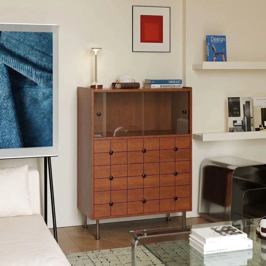 LTT Nordic solid wood three-bucket cabinet solid wood simple modern dining side storage cabinet locker