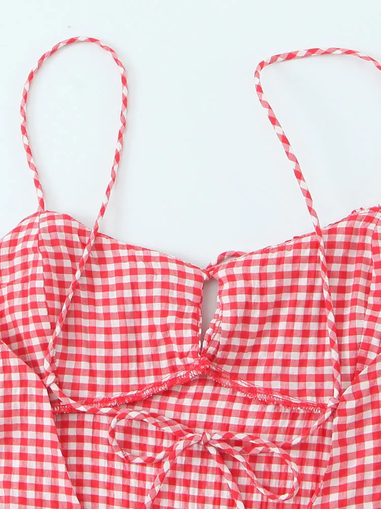 Sexy schickes langes Damen-Cami-Kleid, ärmellos, kariertes Partykleid, Mode, 2025, Sommer, schickes, elegantes Abend-Clubkleid