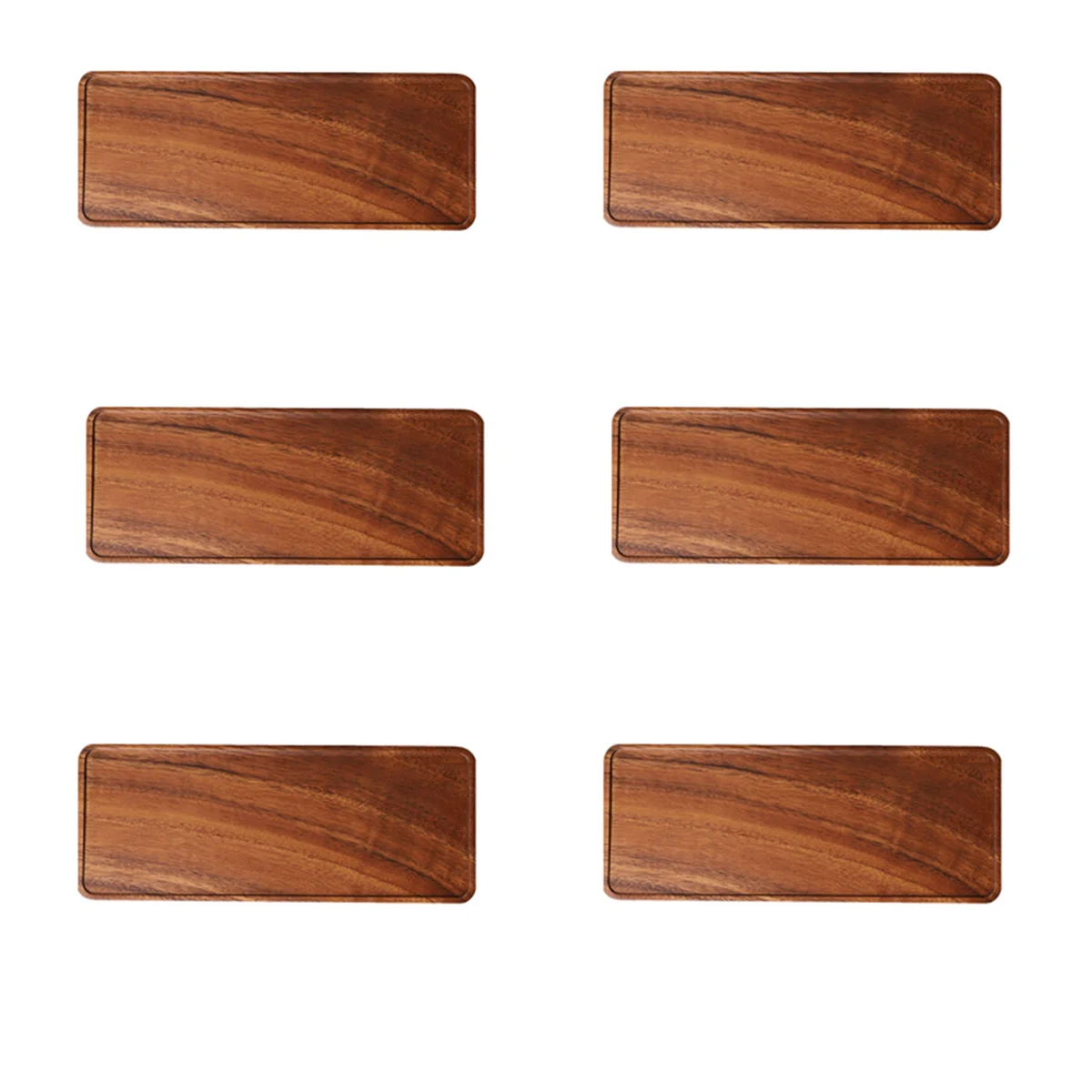 

6X South American Walnut Tray, Solid Wood Wooden Afternoon Tea Tray, Fruit Tray, Coffee Shop Simple Snack Tray