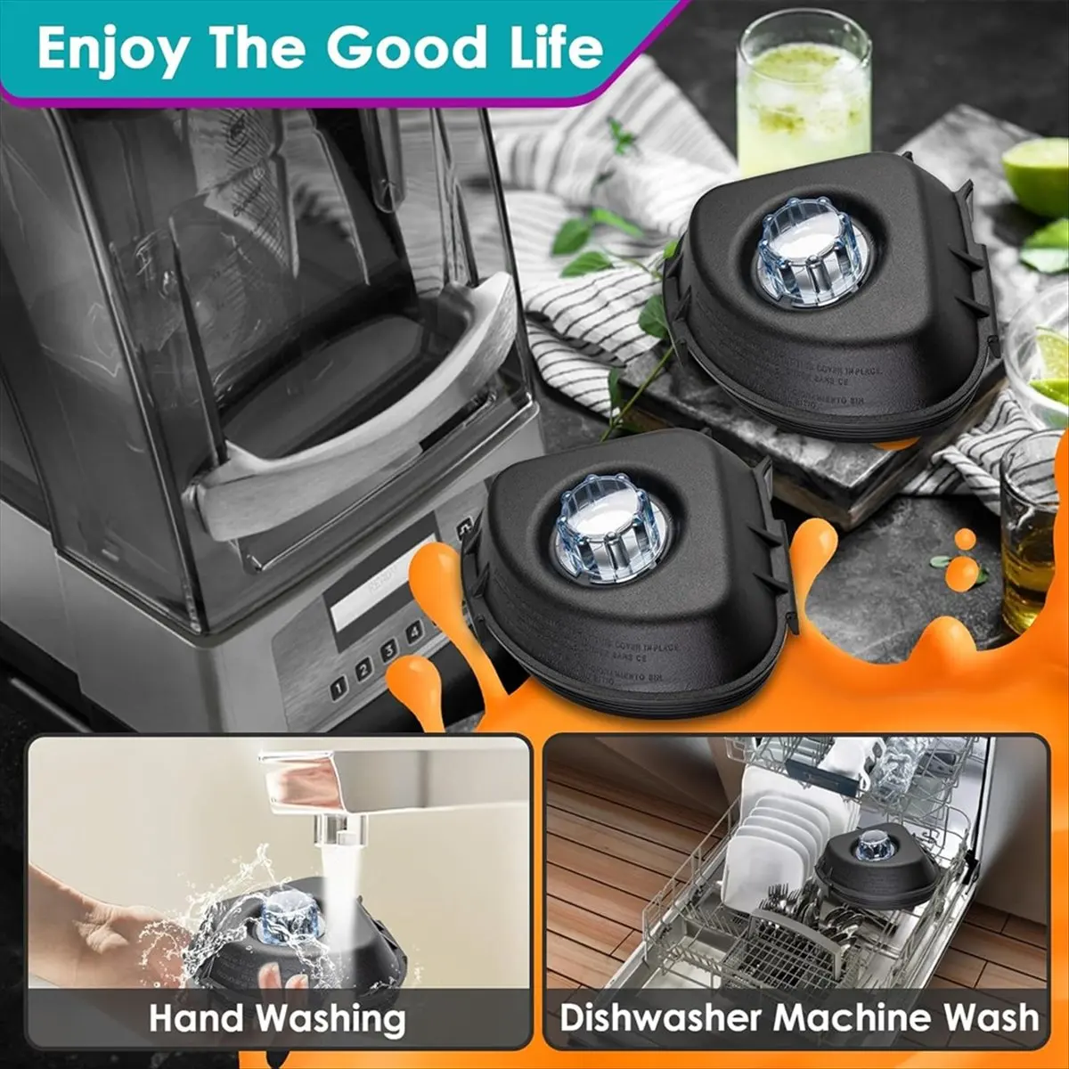 Tampa de liquidificador de 2 peças para recipientes Vitamix Advance de 48 onças e 32 onças - Tampa de liquidificador de substituição para Vitamix