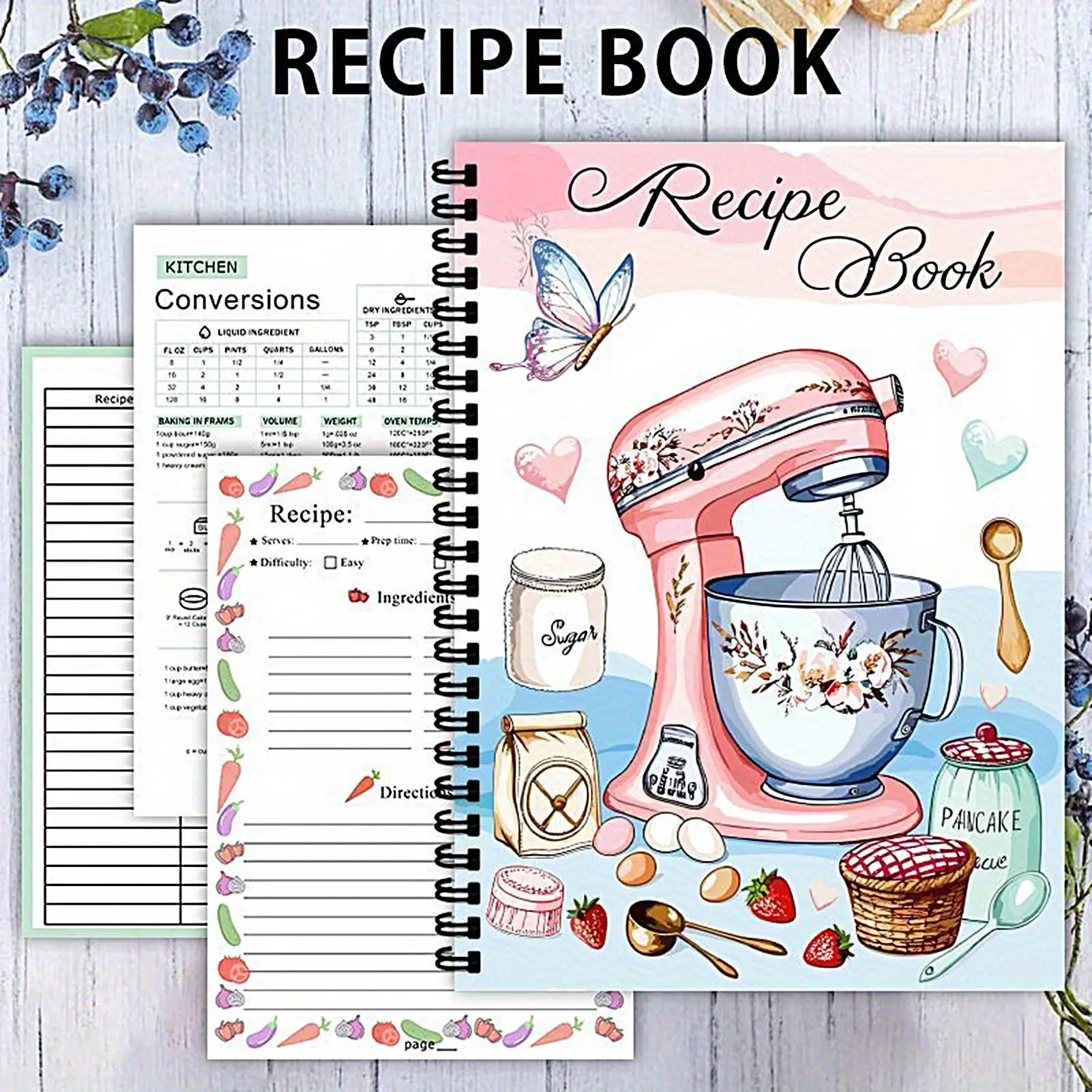 دفتر وصفة 100 ورقة كتاب الوصفات الشخصية كتاب الطبخ الفارغ مكتوب بخط اليد مخطط الطبخ للوجبات اليومية إعداد المبتدئين الخبز