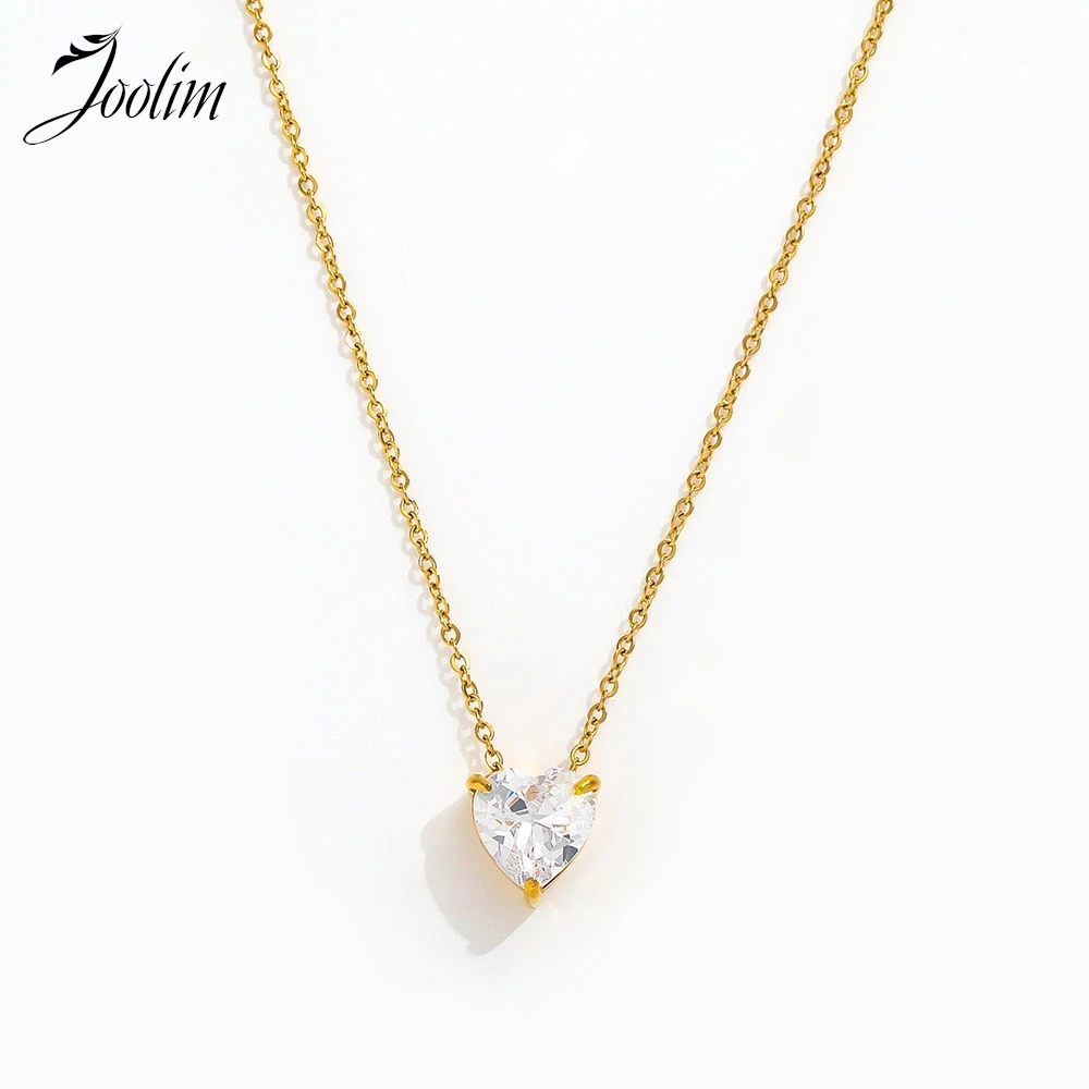 

Joolim Jewelry Wholesale Waterproof&Tarnish Free Fashion Romantic Love Heart Zirconia Pendant Stainless Steel Necklace for Women