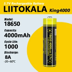 1-40pcs LiitoKala King4000-JT 3.7V 18650 4000mAh 12A Discharging Rechargeable Batteries For Flashlight batteries