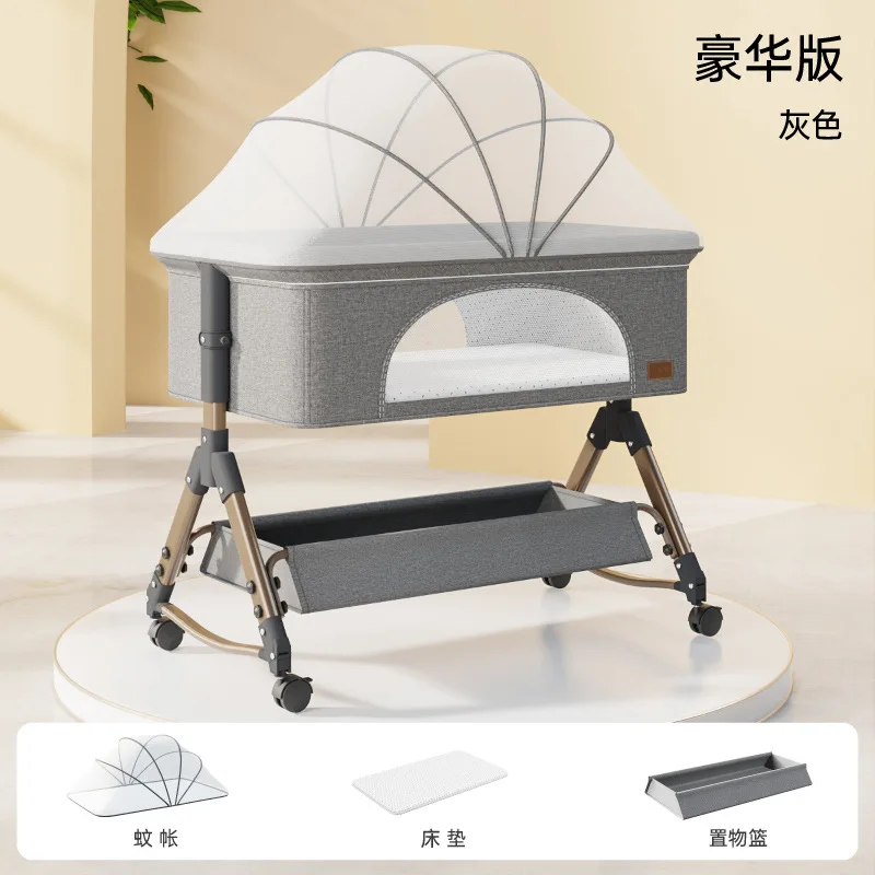 Baby Crib Newborn Small Bed Splicing Large Bed Cradle Bed Sleeping Basket Movable Foldable Portable And Multifunctional