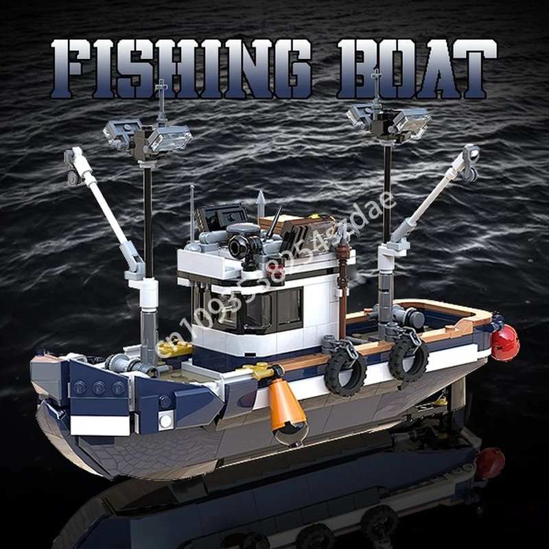 669 pçs moc barco de pesca blocos de construção brinquedo para desenvolver paciência e concentração haste educacional brinquedo de natal presente
