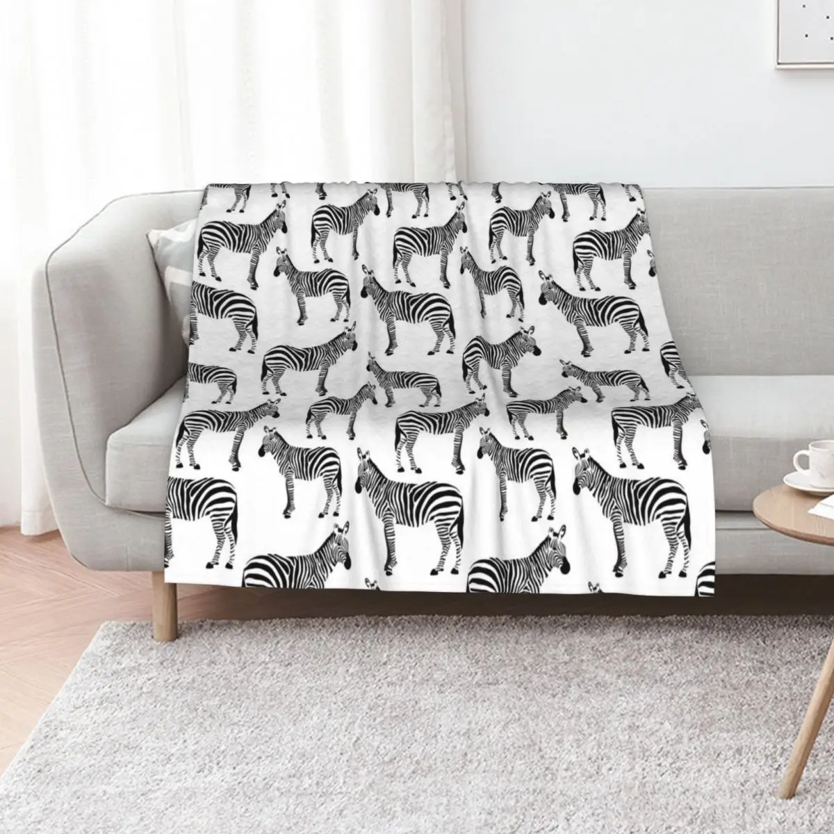 Zebra, Black and White Zebras Throw Blanket warm for winter Furry Picnic Retros Shaggy Decorative Sofas Blankets