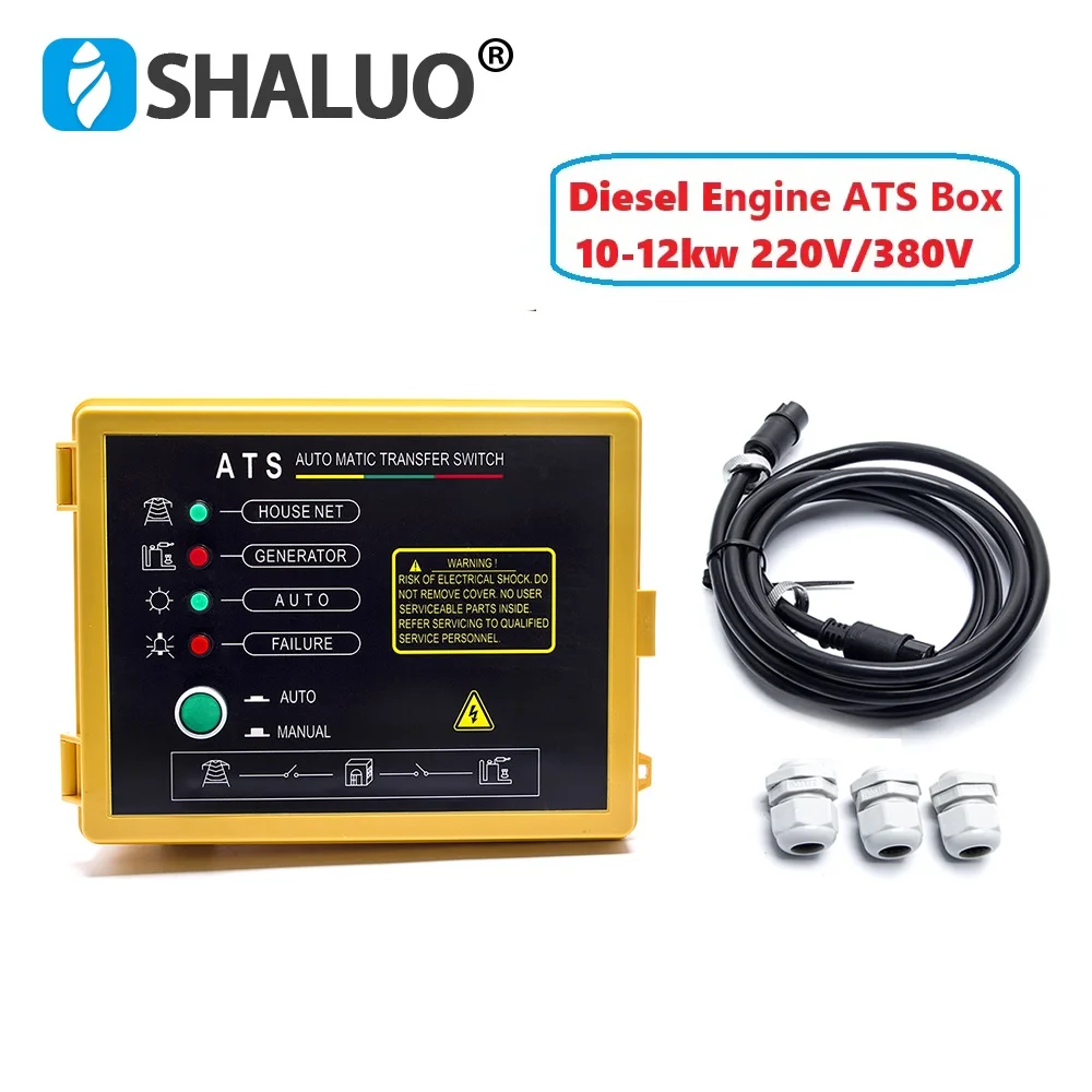 5Pin 10KW 12KW Diesel Engine ATS Control Box Automatic Transfer Switch Manual Auto Start Stop Generator Control  Panel 220V 380V