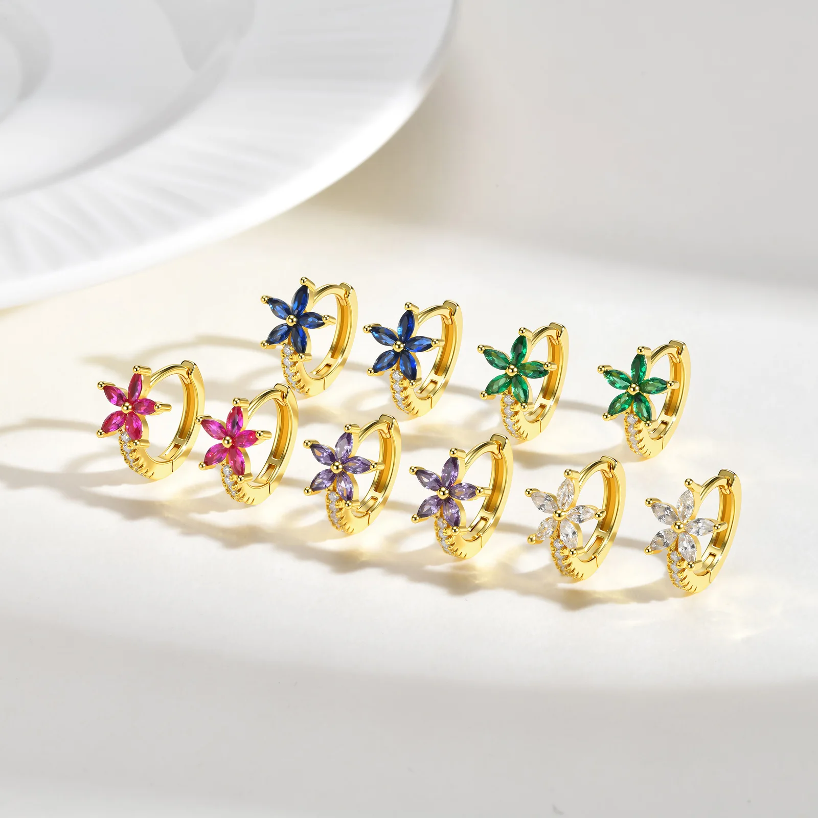 

Vnox Sweet Exquisite Crystal Zirconia Flower Earrings For Women, Gold Color Elegant Zirconia Earrings, Wedding Jewelry Gift