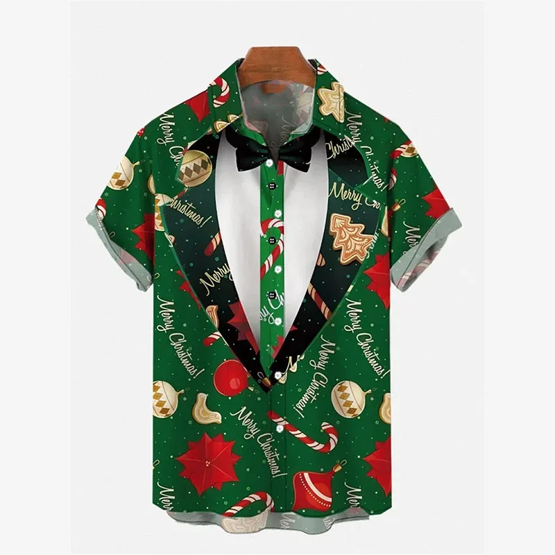 مثير العضلات وهمية مضحك طباعة عيد الميلاد قمصان للرجال فريد ثلاثية الأبعاد طباعة التلبيب الجرافيك قصيرة الأكمام شريط قميص عيد الميلاد Ho Ho Ho Top