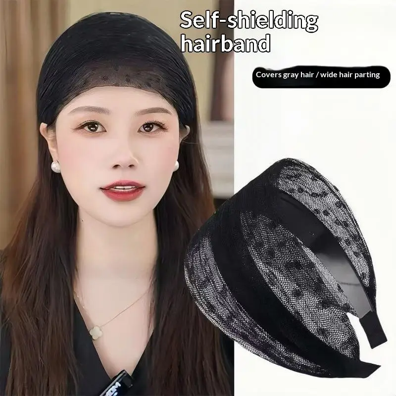 Rutschfestes Spitzen-Mesh-Haarband, hohles, elastisches, breites Haarband, Kopfbedeckung, Haar-Accessoires, Spitzen-Haarbänder für Frauen und Mädchen – Detail 1