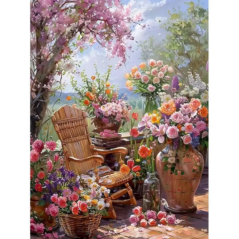 

GATYZTORY Garden Painting By Numbers Unique Gift Color by Numbers Kit Landscape Easy Paint Arts and Crafts Artwork