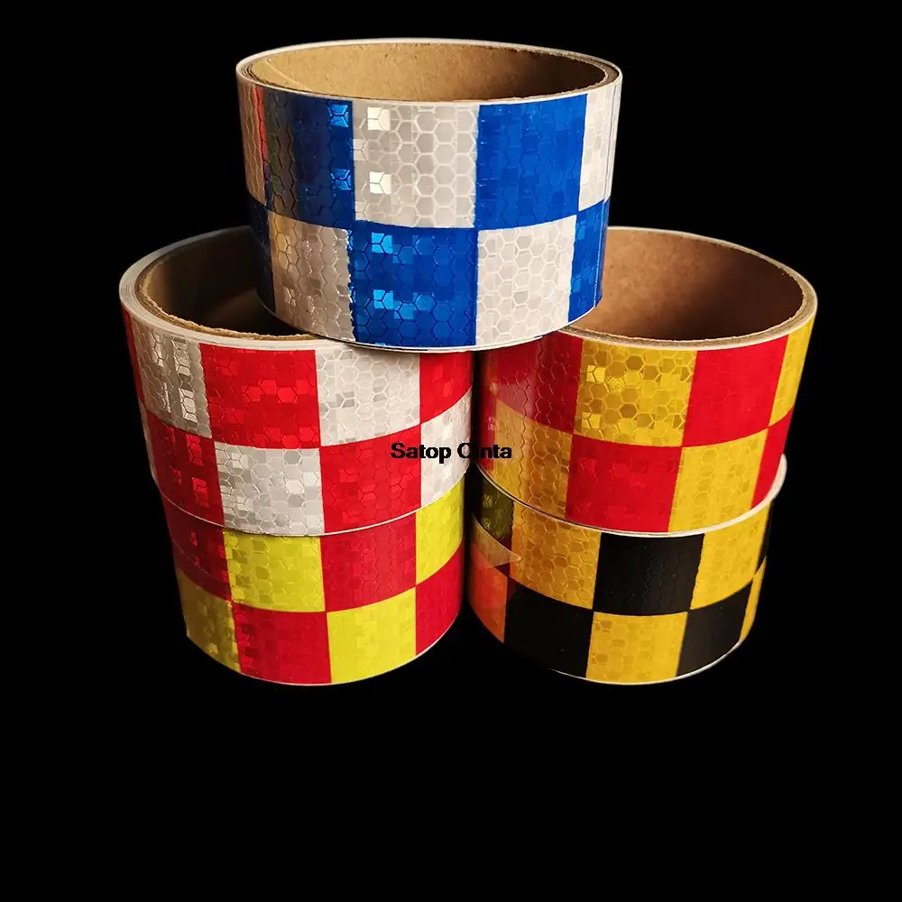 DIY 5cm*100cm Safety Reflective Tape Arrow Grid Waterproof Conspicuity Warning Adhesive Stickers Reflectors Strip For Motorcycle - view 3