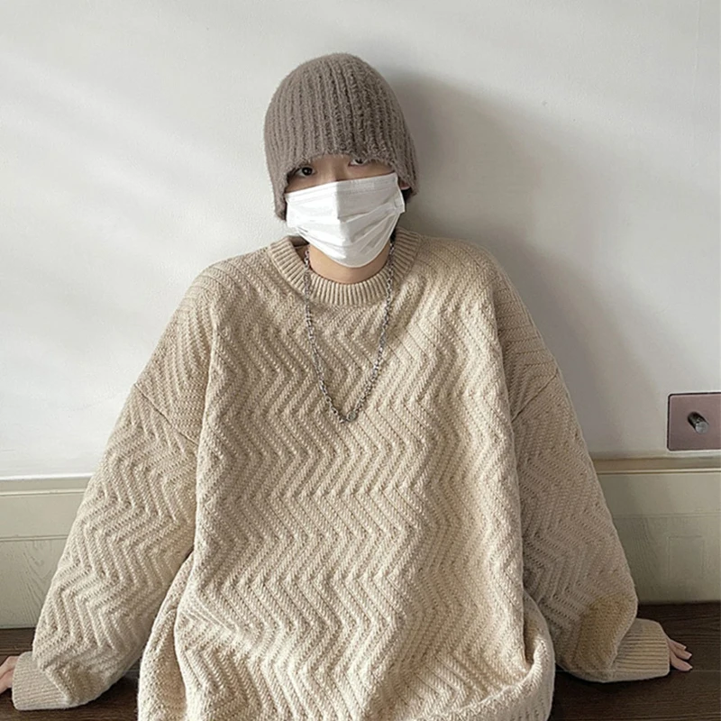 الخريف Y2K خمر الجاكار البلوزات للرجل شارع العليا موضة الجمالية محبوك البلوفرات محكم تريكو جيرسي hombre