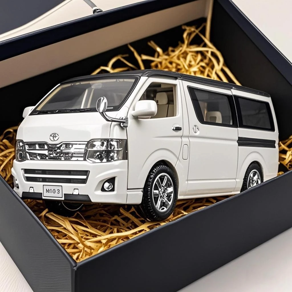1:32 HIACE MPV Toy Car Models Alloy Diecast Doors Opened Pull Back Sound Light Business Travel Vehicle Presents for Boys