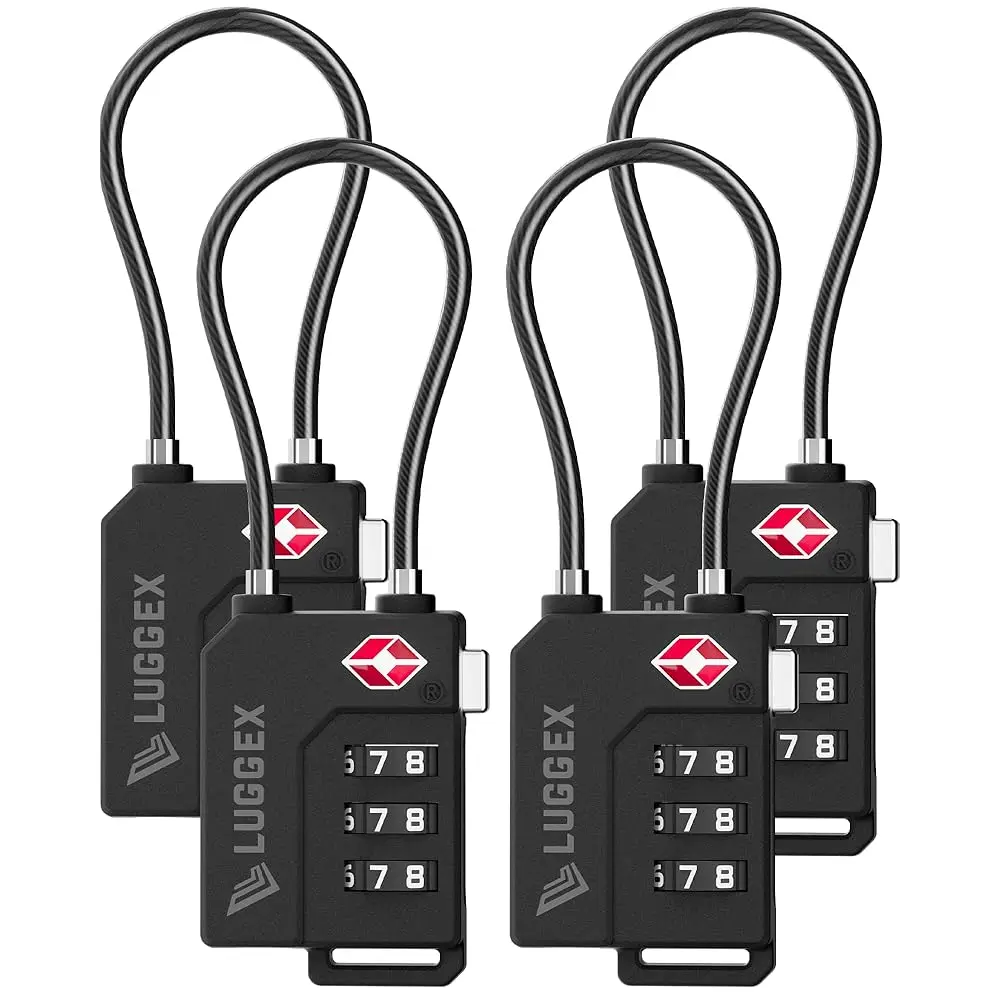 

Замки TSA для багажа, одобренные TSA замки для чемоданов, замки для багажа, простые в использовании и долговечные (черные, 4 шт.)