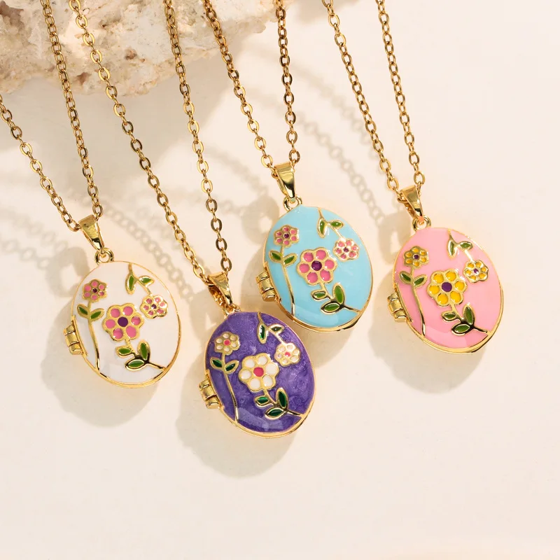 Fashionable, Gorgeous, Personalized Necklace for Women, New Retro Enamel Drip Oil Opening and Closing Album, Collarbone Chain