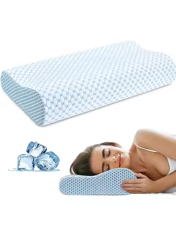 1pc Cool feeling Memory Foam Pillow, 2 in 1 Ergonomic Orthopedic Cervical Pillow for Neck Pain, Sleep Support Pillow Neck Pillow